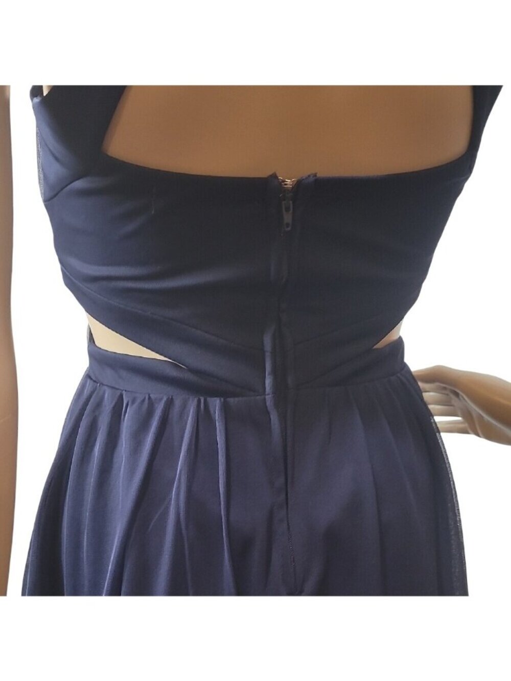 "It Girl" Blue Ruched Halter Mini Dress Glamorous Cocktail Art Deco Old Money - Picture 10 of 14